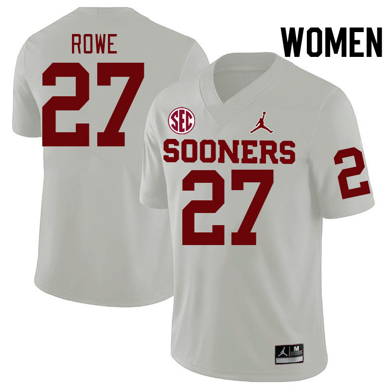 Women #27 Jayden Rowe Oklahoma Sooners 2024 SEC Conference College Football Jerseys-White